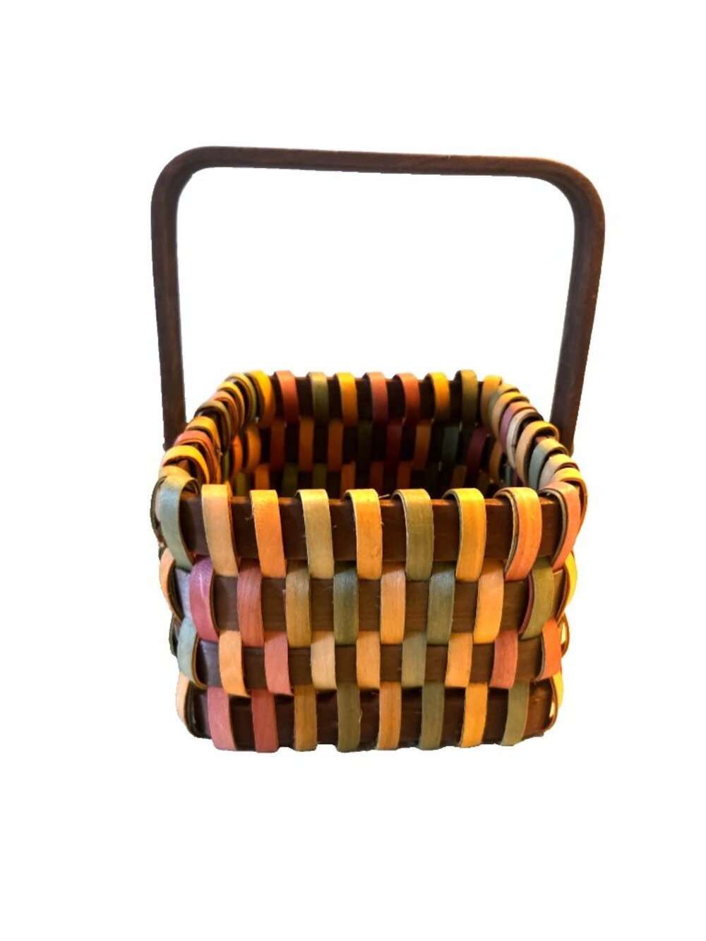 6" Square Wicker Basket Fall Colors with Handle